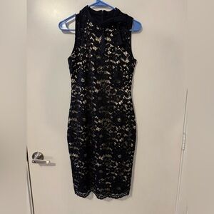 Vince Camuto Black and Cream Midi Dress